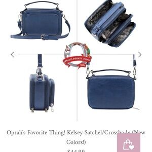 Kelsey Satchel/Crossbody Bag in Navy Blue